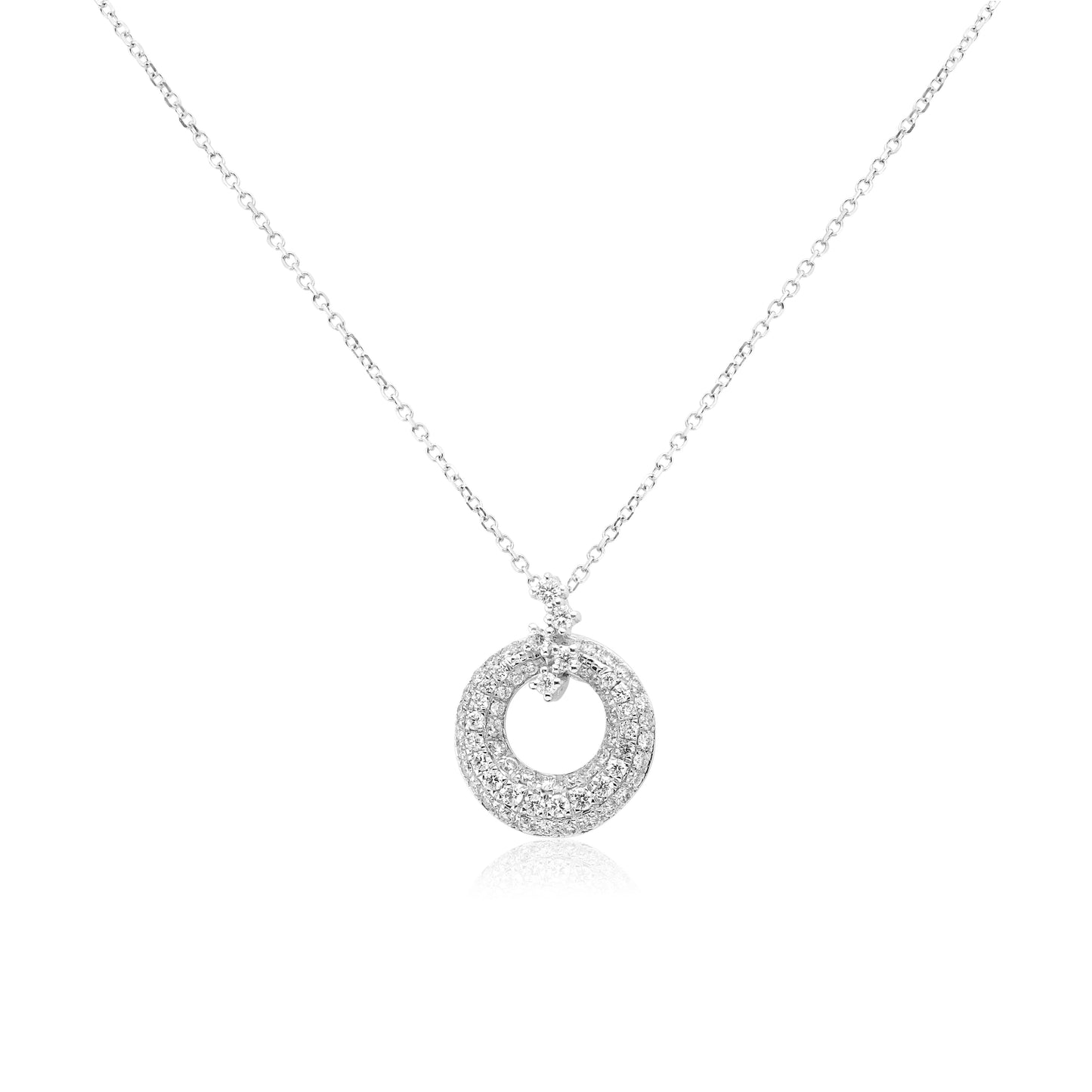 White Gold Necklaces Pave Diamond Open Circle dansonjewelers Danson Jewelers 