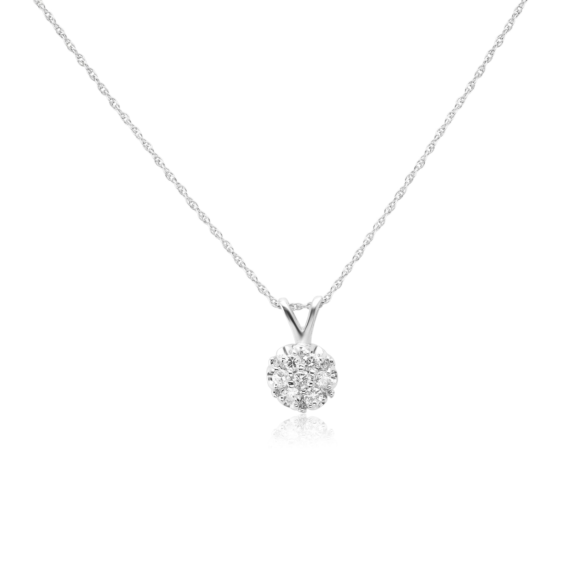 White Gold Necklaces White Gold Diamond Cluster Pendant Danson Jewelers Danson Jewelers 