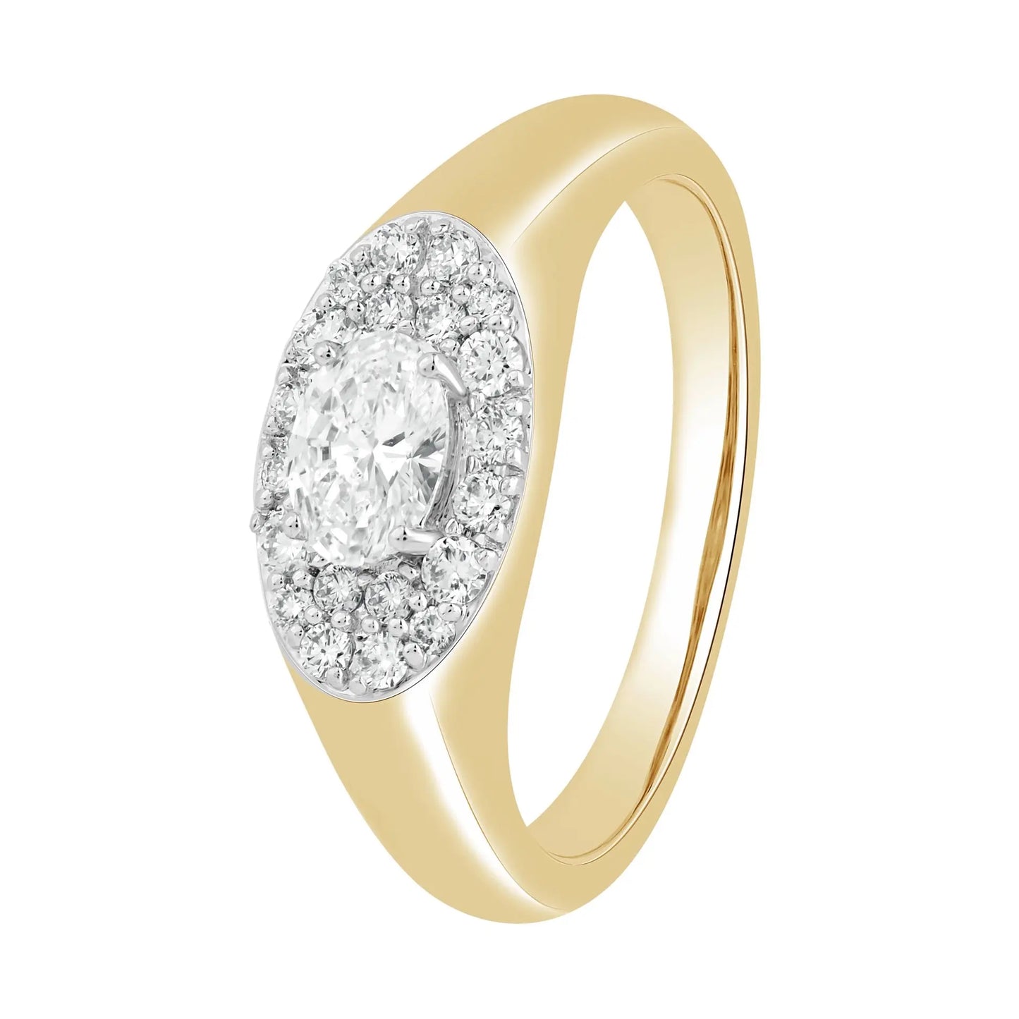 Yellow Gold Ladies Rings East West Diamond Signet Ring Danson Jewelers Danson Jewelers 