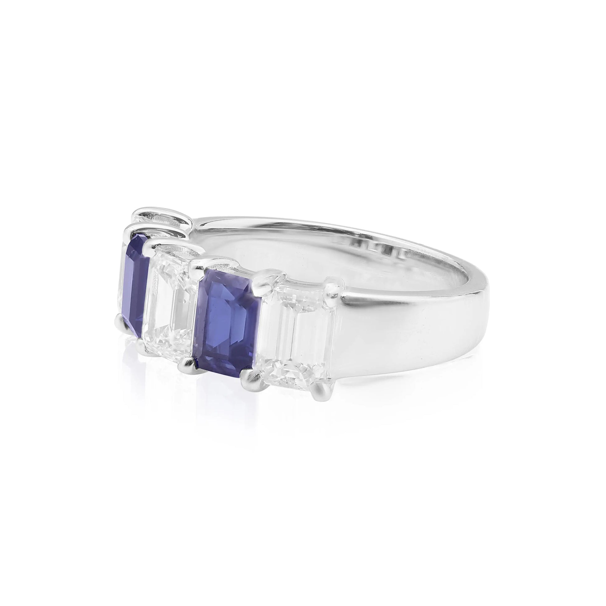 Gemstone Rings Emerald Cut Diamond & Sapphire Ring Danson Jewelers Danson Jewelers 
