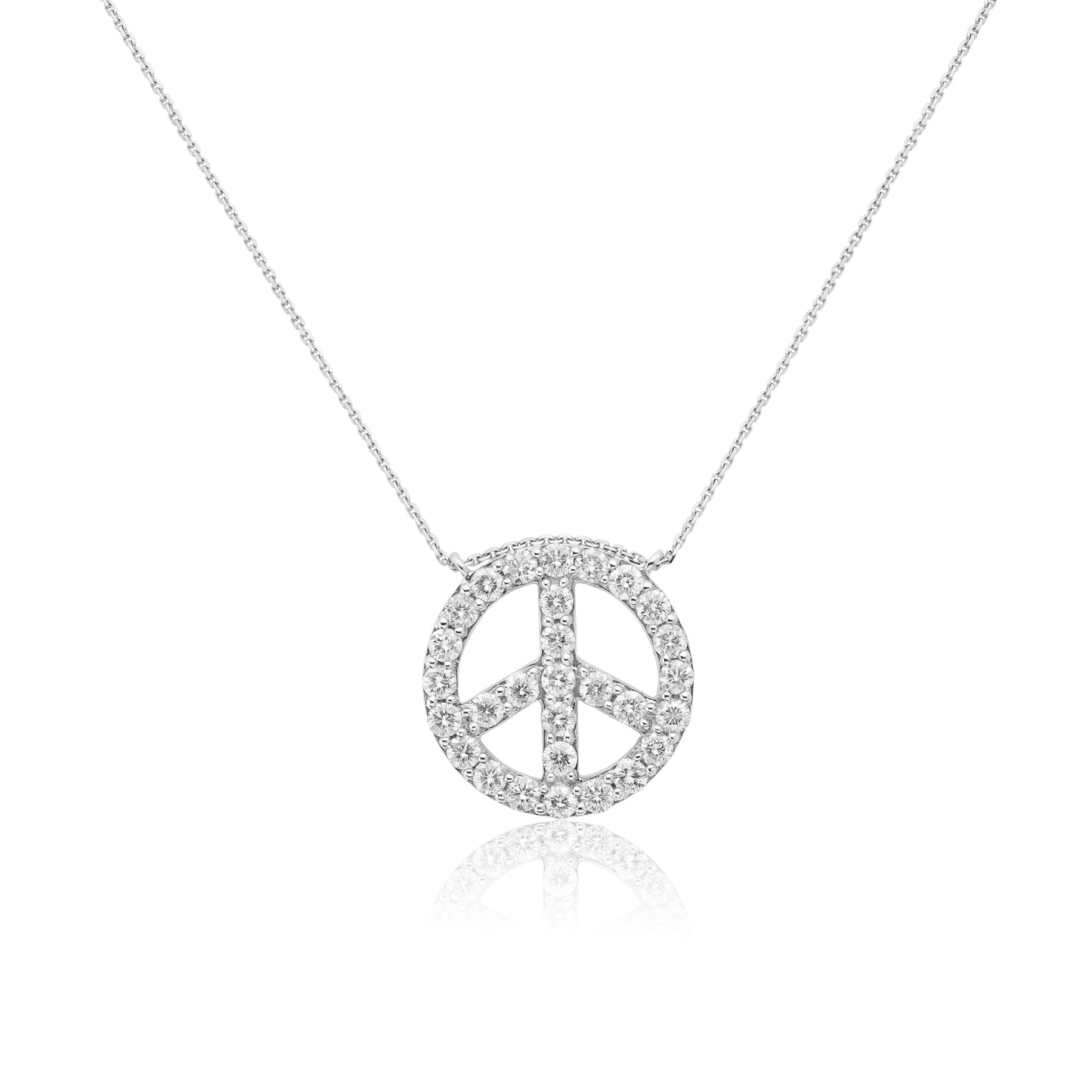 White Gold Necklaces Peace Sign Diamond Pendant dansonjewelers Danson Jewelers 