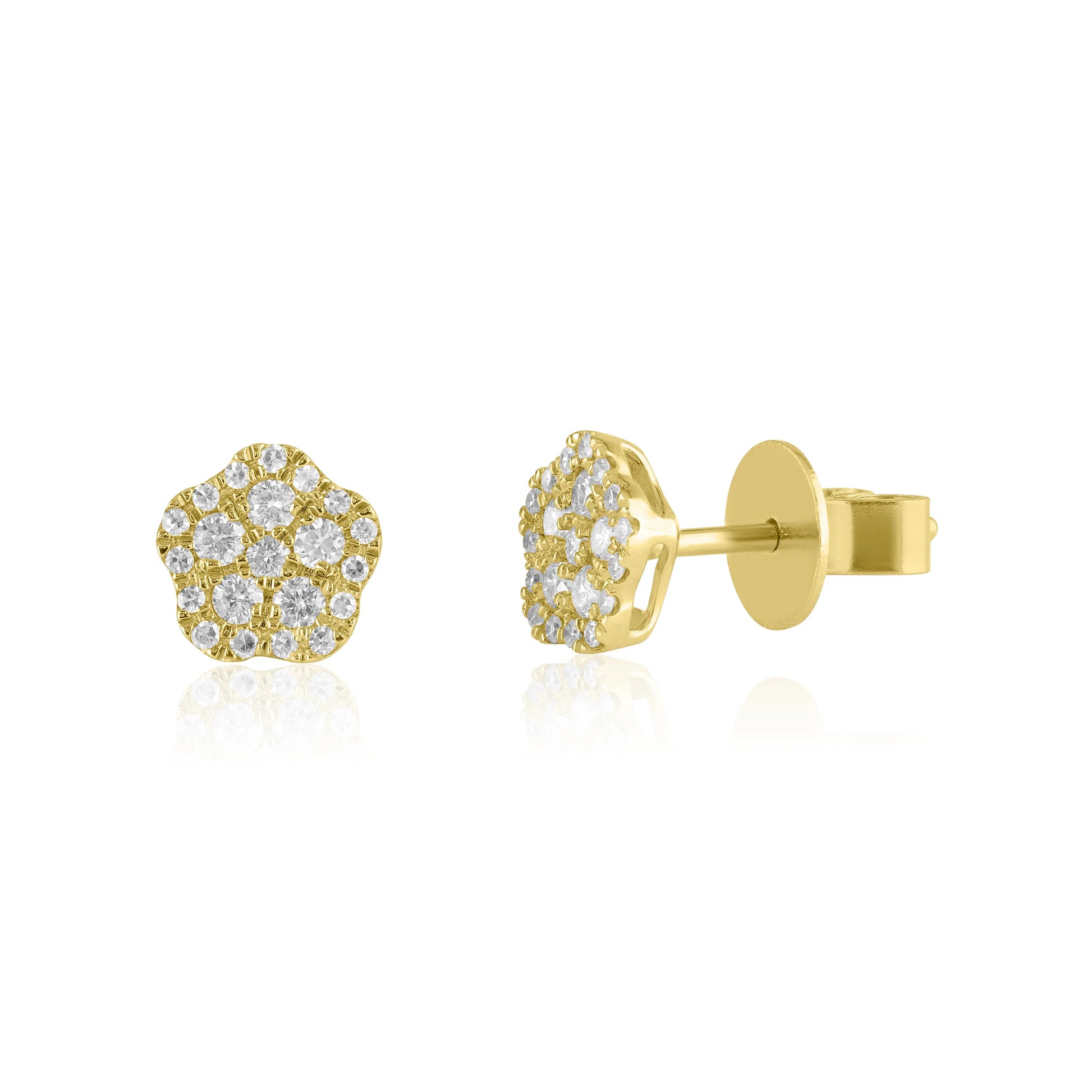 White Gold Earrings Floral Diamond Cluster Stud Earrings dansonjewelers Danson Jewelers 