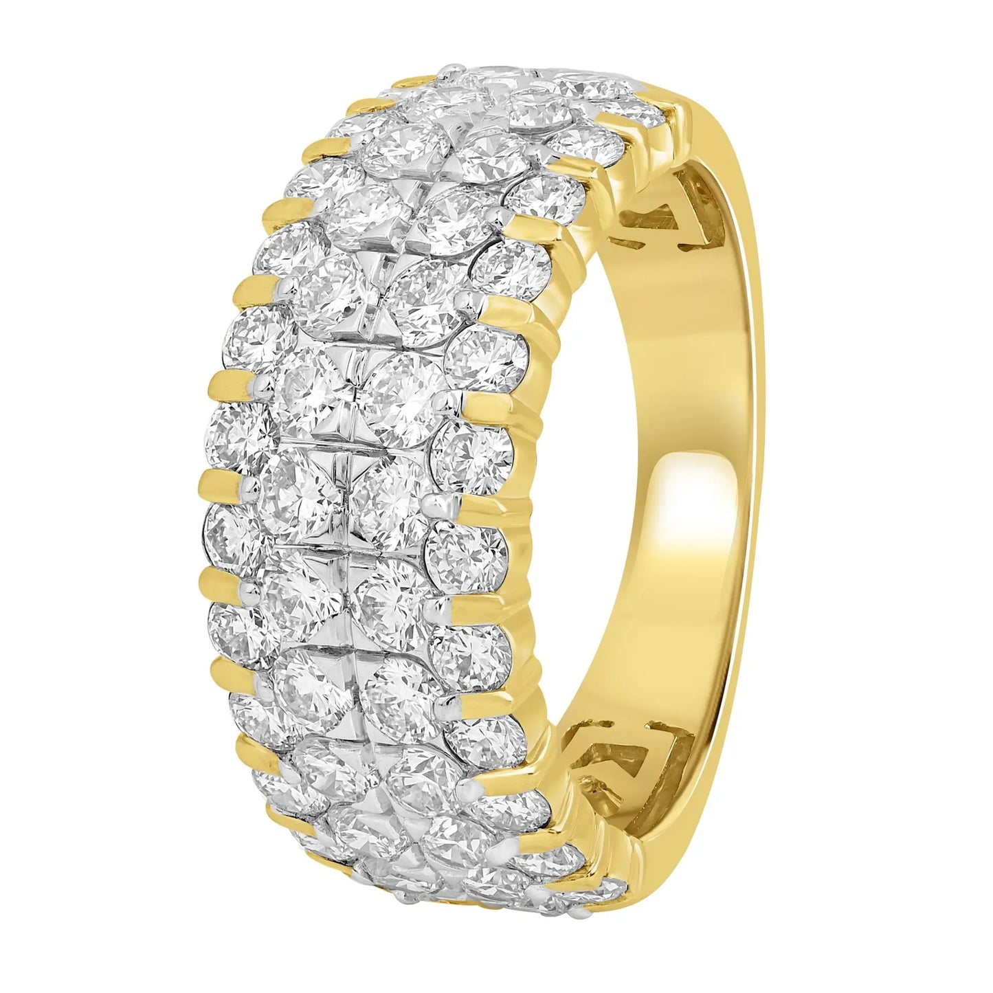 Yellow Gold Ladies Rings Four Row Single Prong Ring Danson Jewelers Danson Jewelers 