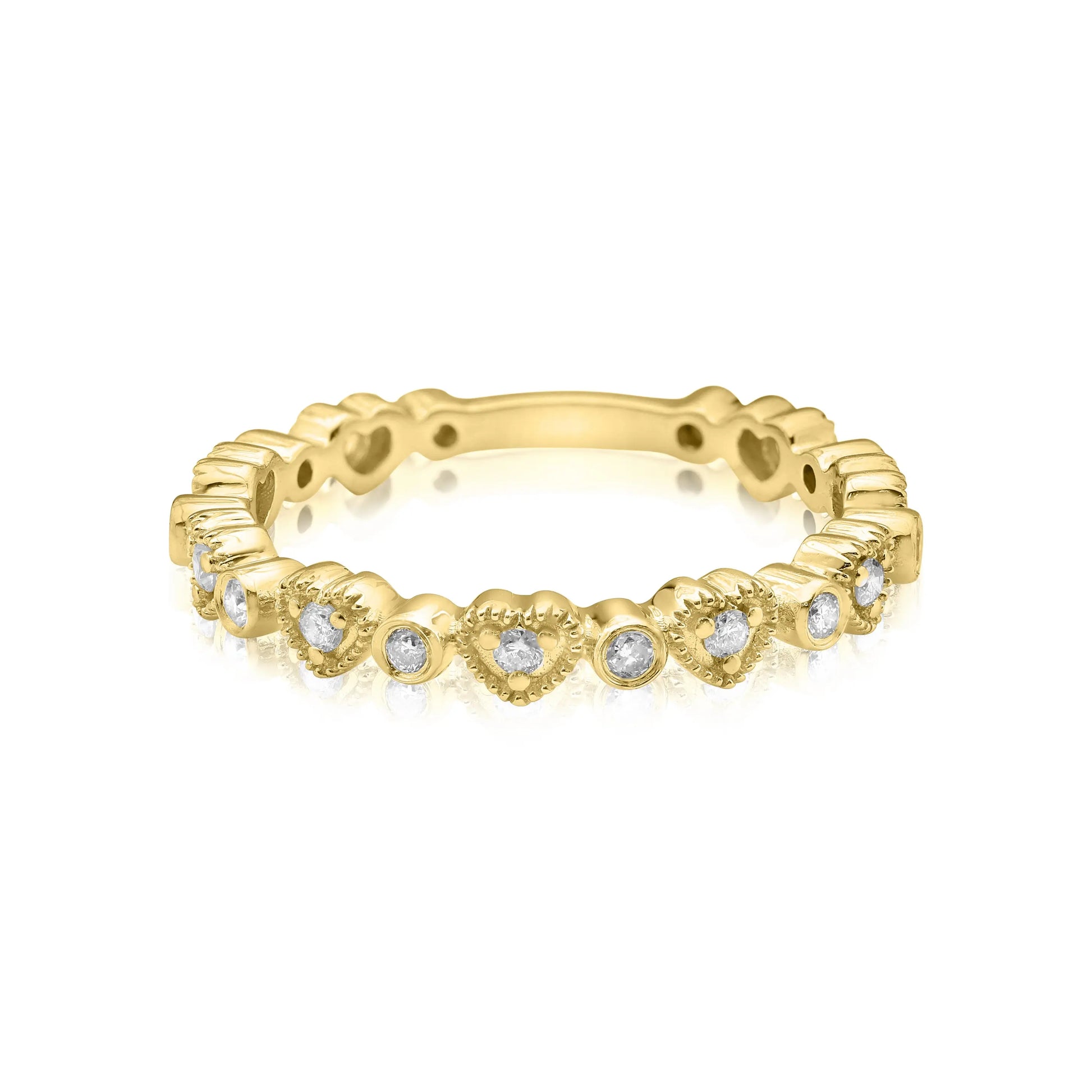 White Gold Ladies Rings Heart Bezel Diamond Band Danson Jewelers Danson Jewelers 