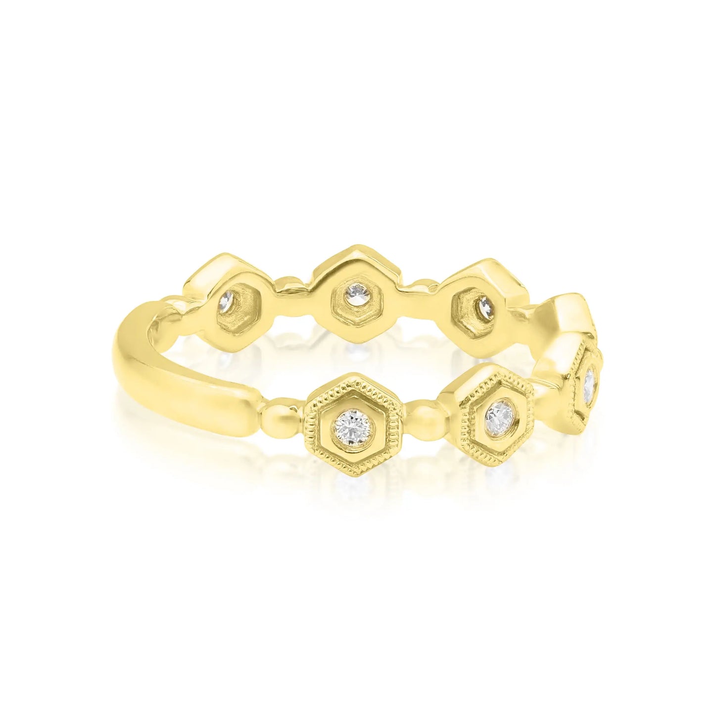 Yellow Gold Ladies Rings Hexagon Diamond Band Danson Jewelers Danson Jewelers 