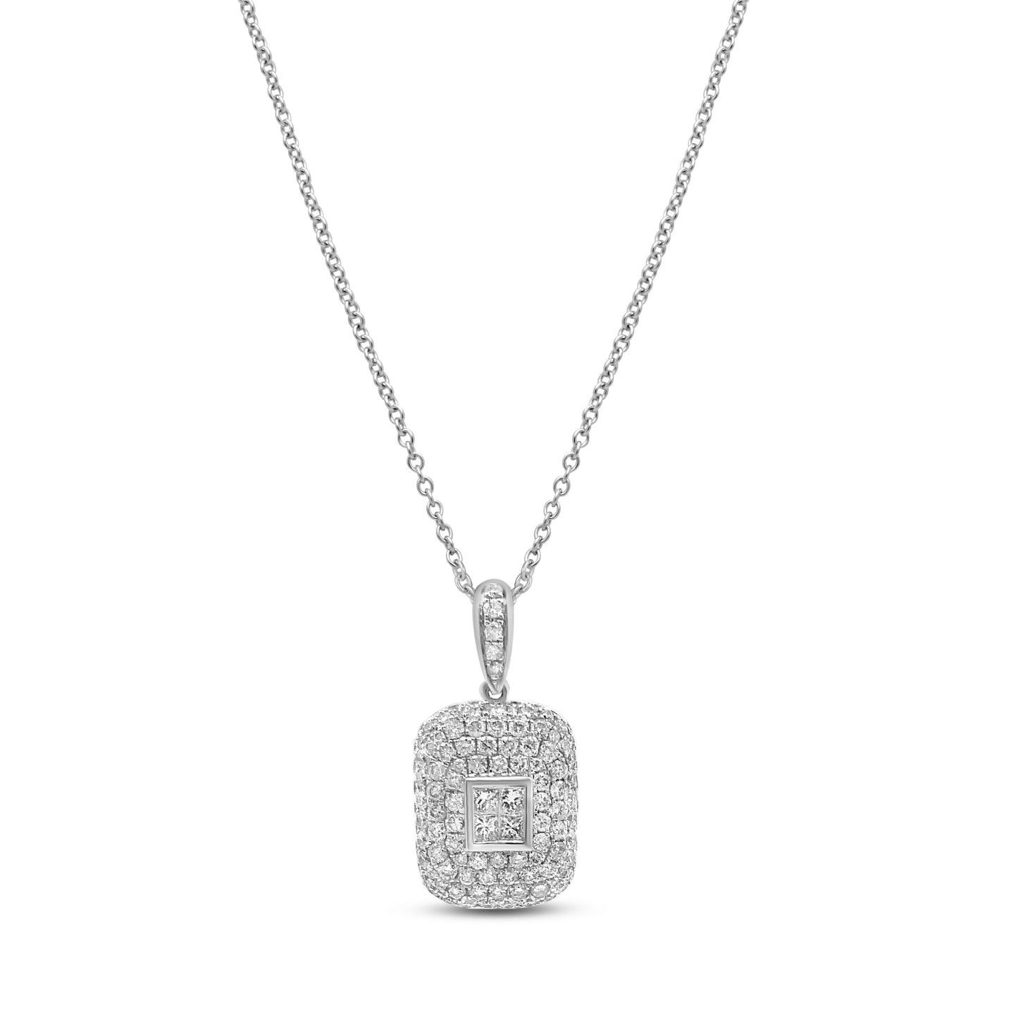 White Gold Necklaces White Gold Rectangular Shaped Diamond Necklace dansonjewelers Danson Jewelers