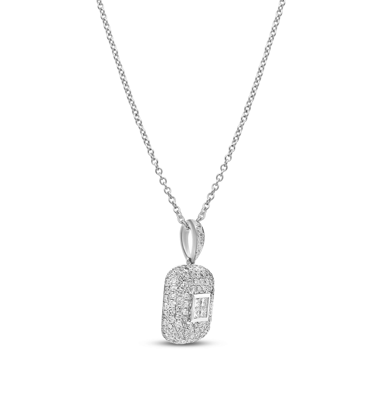 White Gold Necklaces White Gold Rectangular Shaped Diamond Necklace dansonjewelers Danson Jewelers