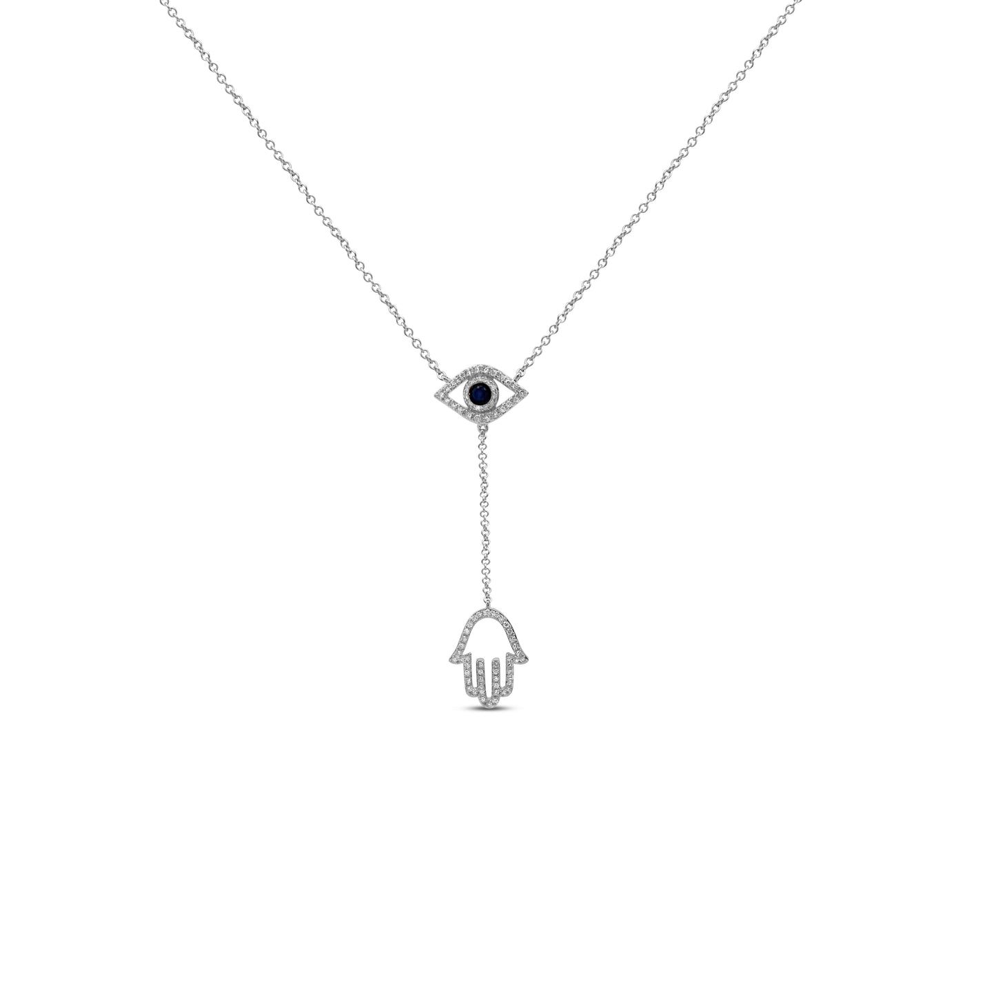 Pavé Hamsa and Evil Eye Necklace Danson Jewelers Danson Jewelers