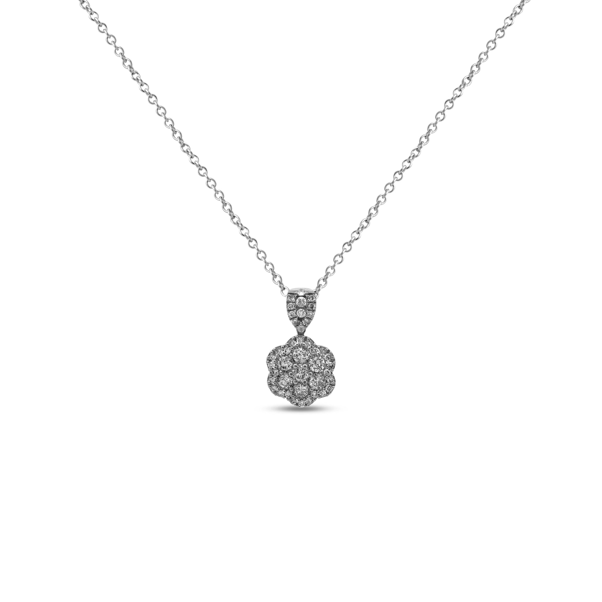 White Gold Necklaces White Gold Flower Cluster Pendant dansonjewelers Danson Jewelers