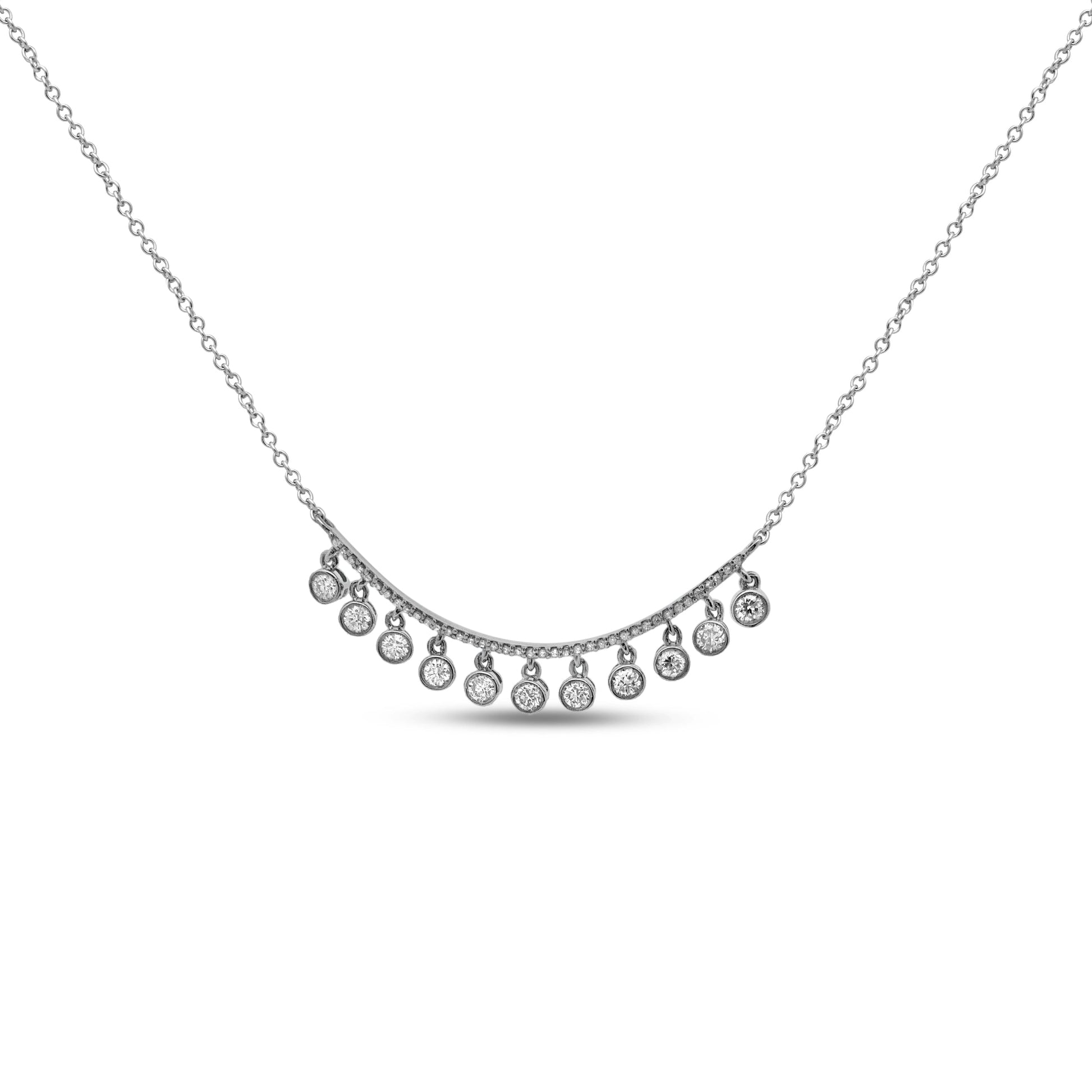 White Gold Necklaces White Gold U Shape Pendant With Hanging Diamonds dansonjewelers Danson Jewelers