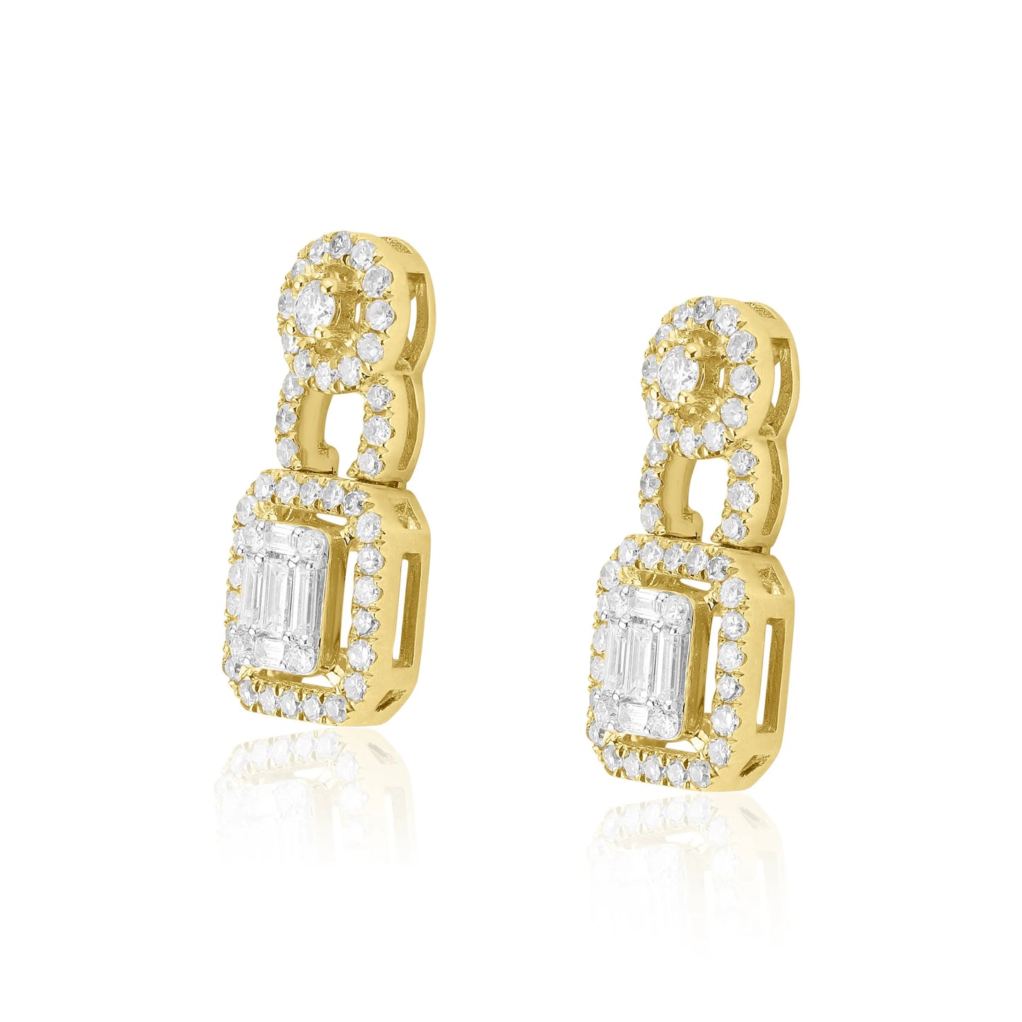 White Gold Earrings Illusion Set Diamond Hanging Earrings dansonjewelers Danson Jewelers 