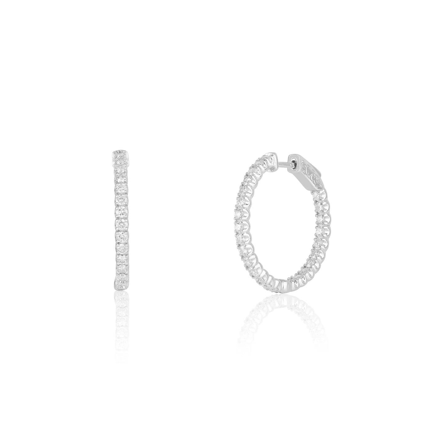 White Gold Earrings In And Out Diamond Hoop Earrings dansonjewelers Danson Jewelers 