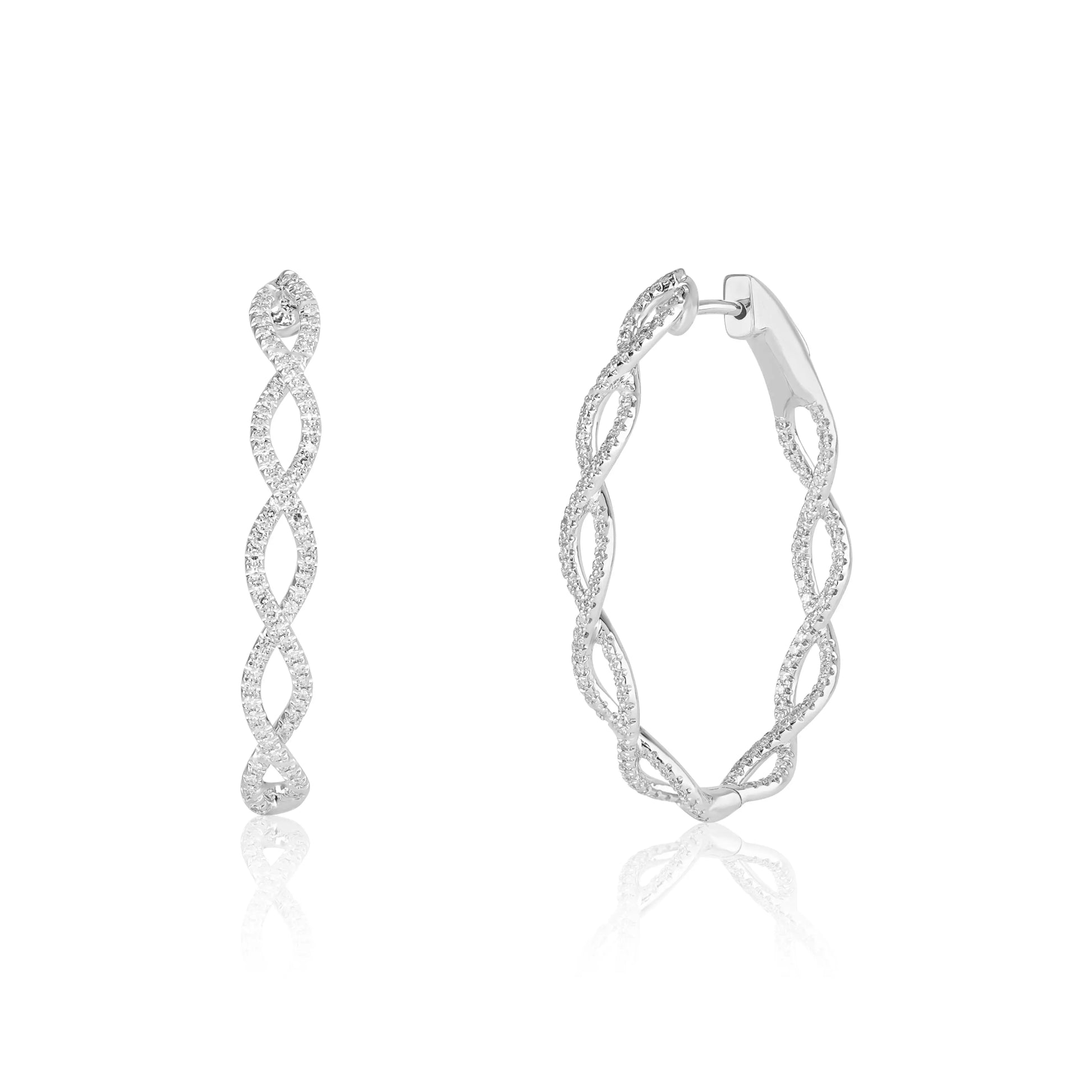 White Gold Earrings Infinity Diamond Hoops dansonjewelers Danson Jewelers 