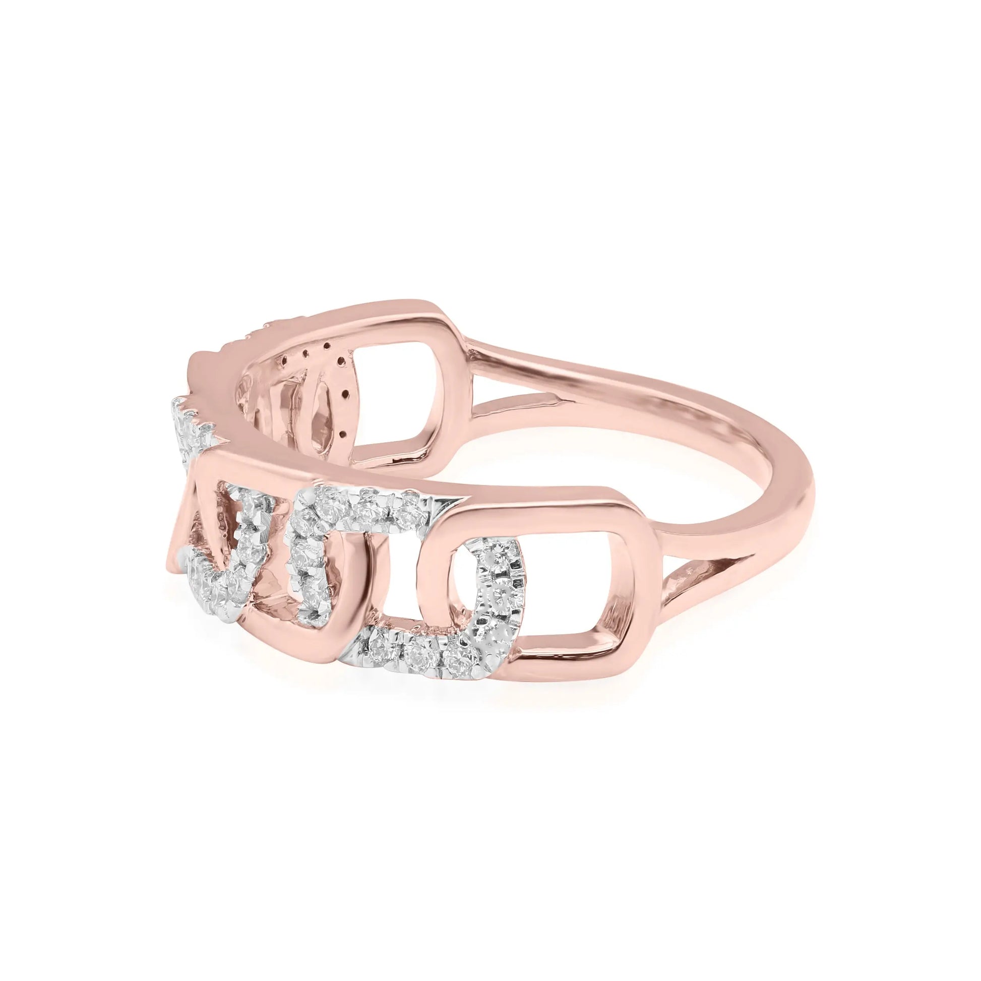 Rose Gold Ladies Rings Open Link Diamond Band dansonjewelers Danson Jewelers 