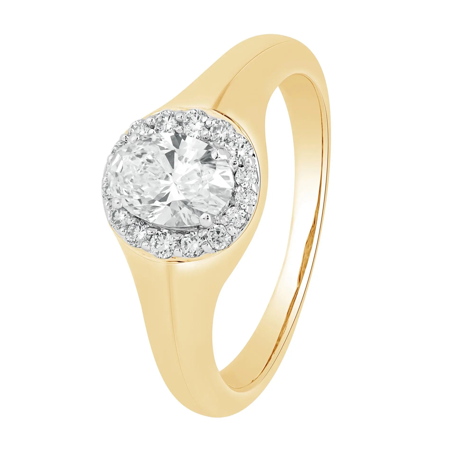 Yellow Gold Ladies Rings Oval Shape Diamond Signet Ring Danson Jewelers Danson Jewelers 