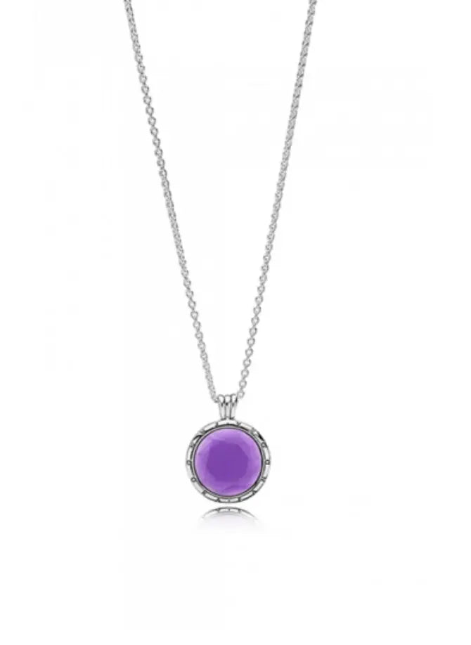 PANDORA FACETED FLOATING LOCKET SYNTHETIC AMETHYST NECKLACE LARGE Danson Jewelers Danson Jewelers