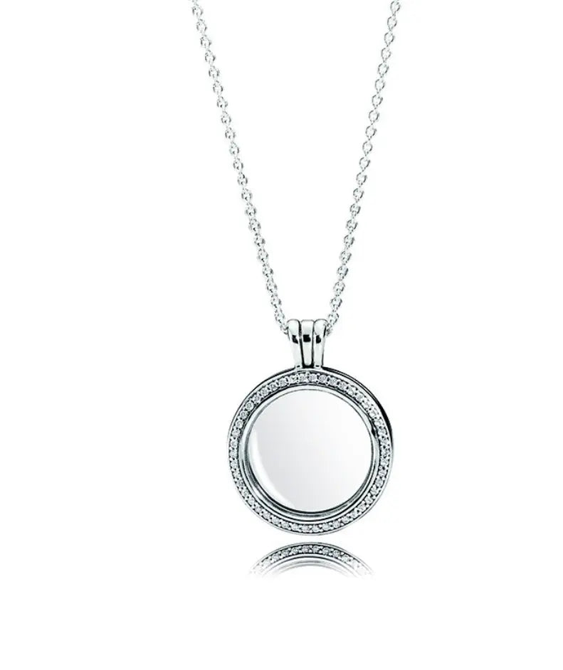 PANDORA LOCKET SAPPHIRE CRYSTAL GLASS & CLEAR CZ NECKLACE Danson Jewelers Danson Jewelers