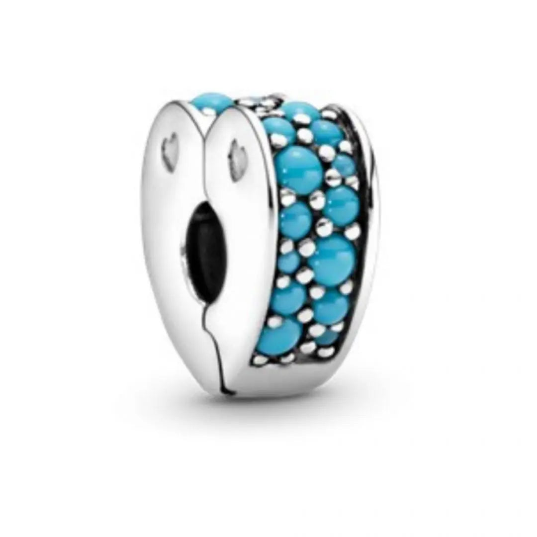 Pandora Arcs of Love, Blue Crystal Clip Charm - Danson Jewelers Silver Jewelry 