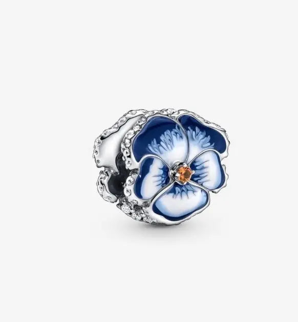 Silver Jewelry Pandora Blue Pansy Flower Charm dansonjewelers Danson Jewelers