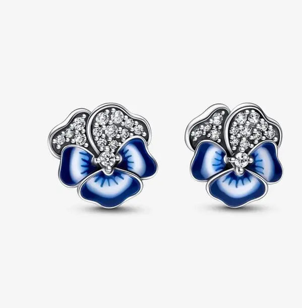 Pandora Pandora Blue Pansy Flower Stud Earrings Danson Jewelers Danson Jewelers