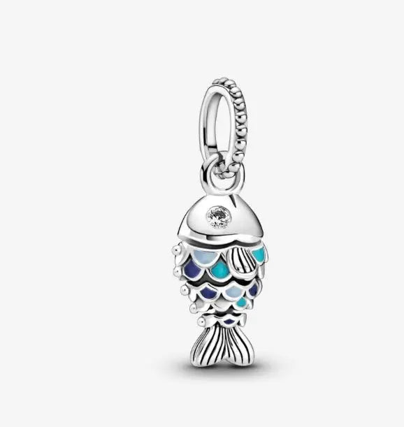 Silver Jewelry Pandora Blue Scaled Fish Dangle Charm dansonjewelers Danson Jewelers