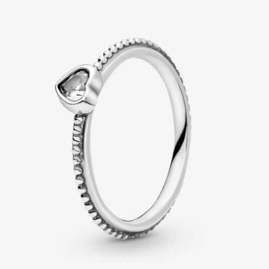 Pandora Clear Heart Beaded Ring - Danson Jewelers Silver Jewelry 