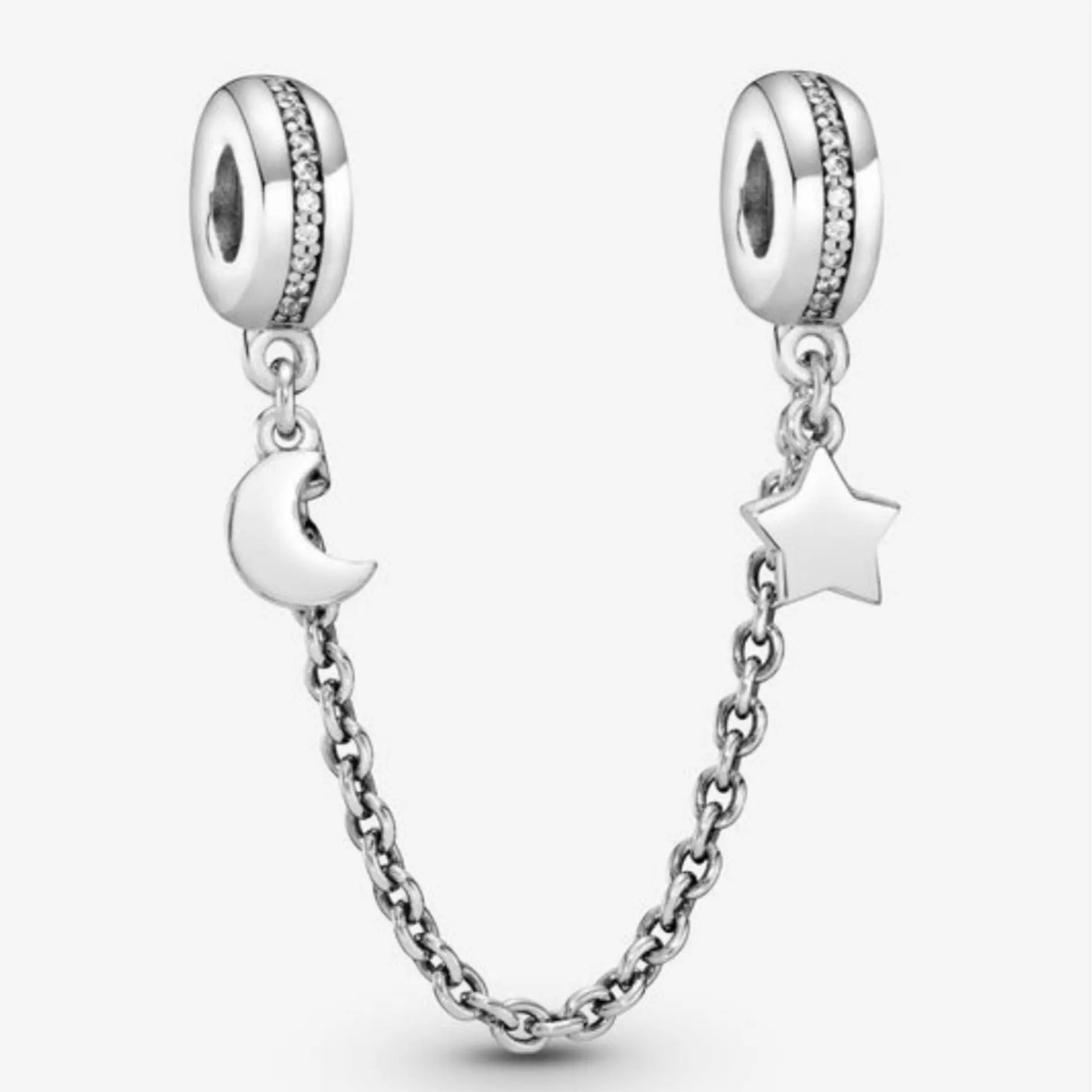 Pandora Half Moon & Star Safety Chain Charm - Danson Jewelers Silver Jewelry 