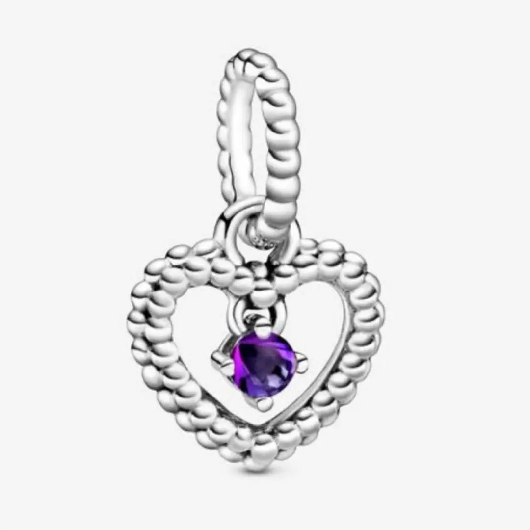 Pandora Heart Purple Beaded Dangle Charm - Danson Jewelers Silver Jewelry 