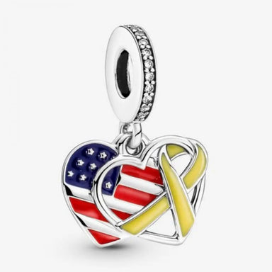 Pandora アメリカ国旗ハートチャーム (US limited) Pandora Heart, Flag & Remembrance Ribbon Dangle Charm – Danson