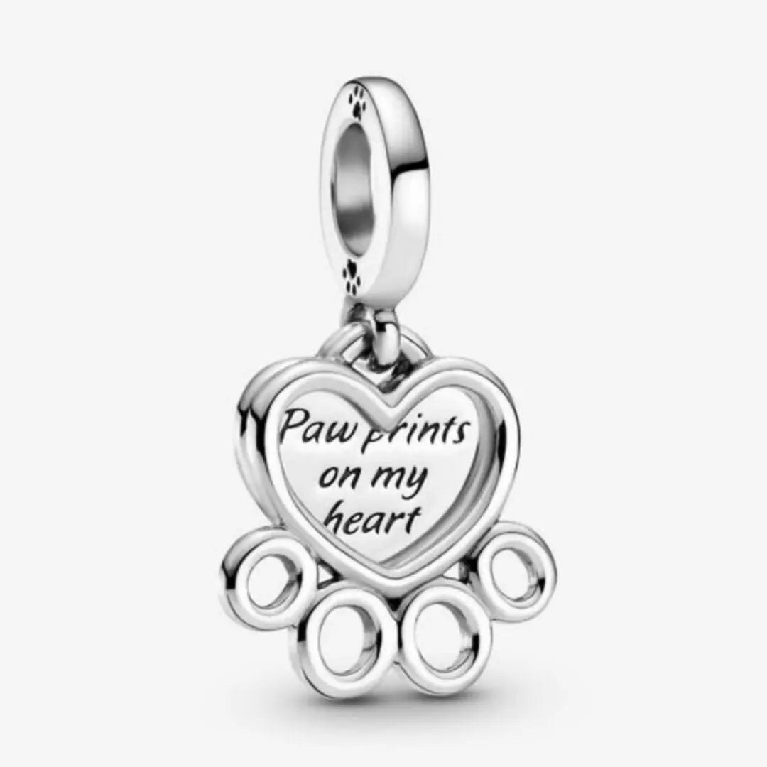Pandora Hearts & Paw Prints Dangle Charm - Danson Jewelers Silver Jewelry 