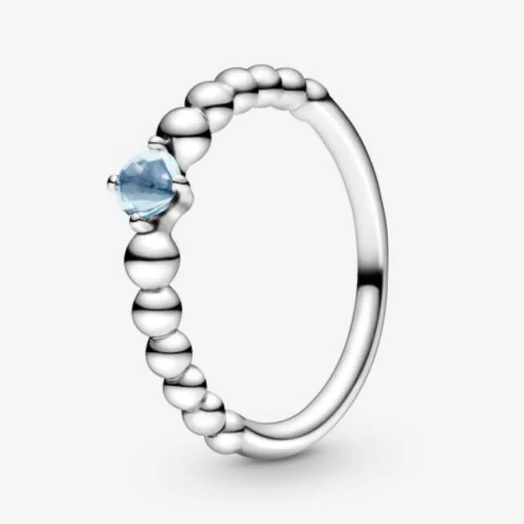 Pandora March Aqua Blue Beaded Ring - Danson Jewelers Silver Jewelry 
