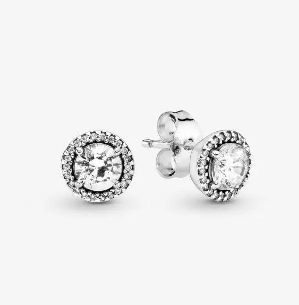 Silver Jewelry Pandora Round Sparkle Stud Earrings dansonjewelers Danson Jewelers