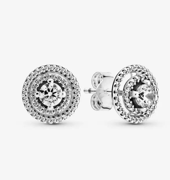 Silver Jewelry Pandora Sparkling Double Halo Stud Earrings dansonjewelers Danson Jewelers