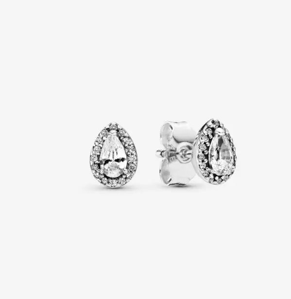 Silver Jewelry Pandora Sparkling Teardrop Halo Stud Earrings dansonjewelers Danson Jewelers