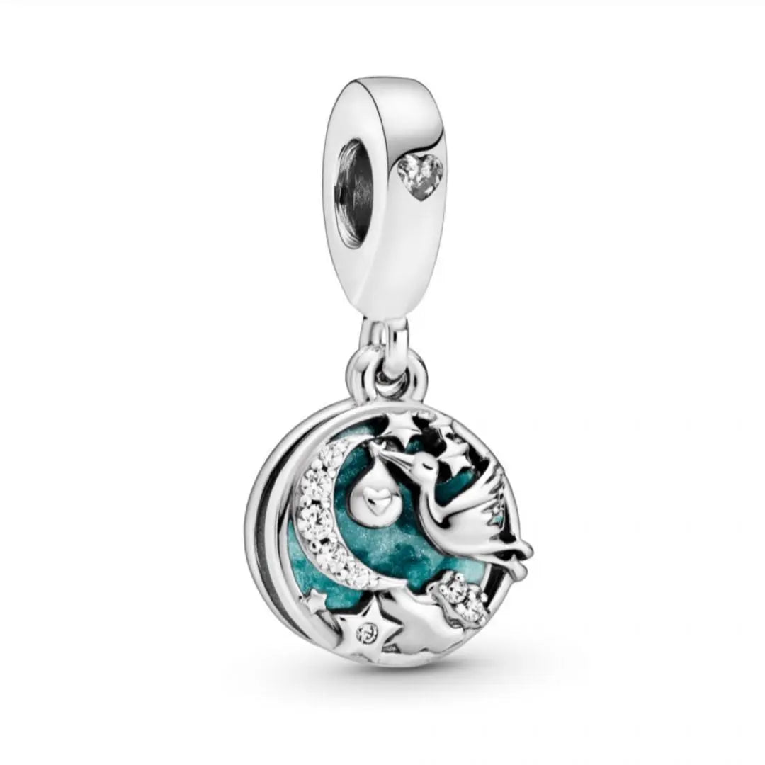 Pandora Stork & Twinkling Stars Dangle Charm - Danson Jewelers Silver Jewelry 