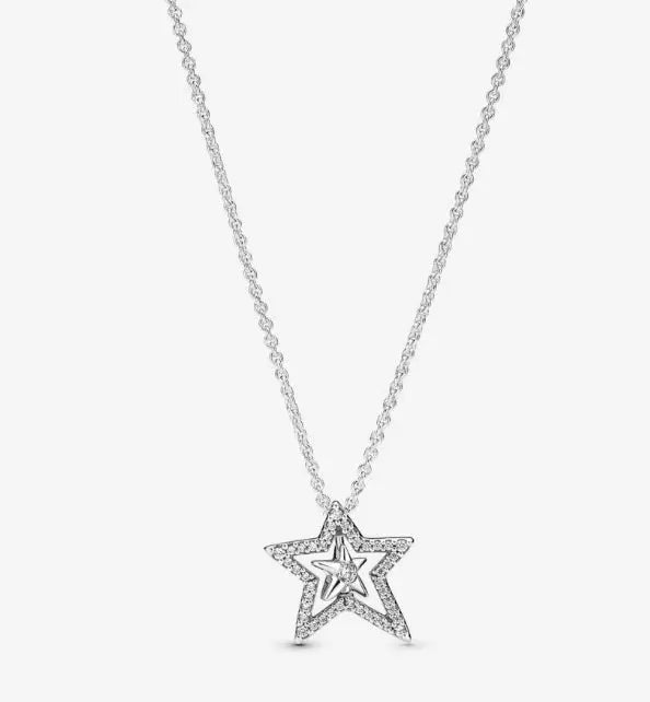 Silver Jewelry Pavé Asymmetric Star Collier Necklace dansonjewelers Danson Jewelers