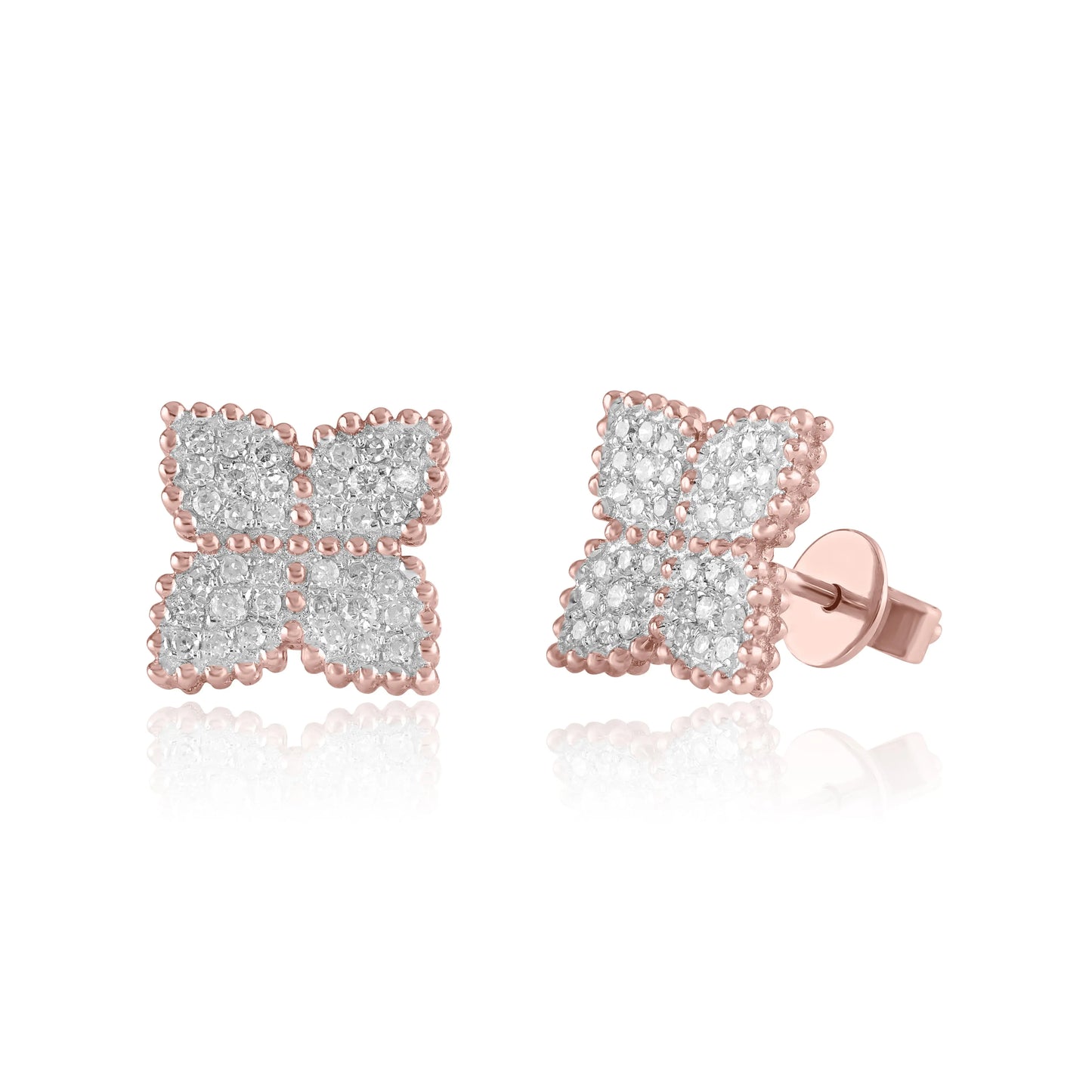 Rose Gold Earrings Rose Gold Diamond Floral Stud Earrings dansonjewelers Danson Jewelers 