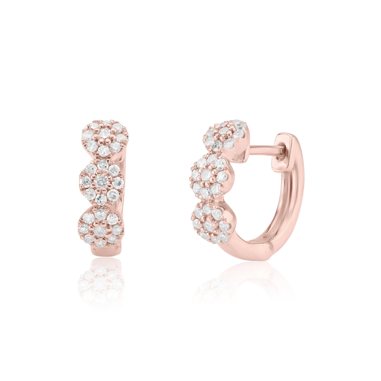 Rose Gold Earrings Rose Gold Diamond Three Cluster Earrings dansonjewelers Danson Jewelers 
