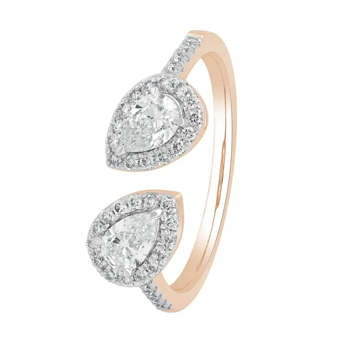 Rose Gold Ladies Rings Rose Gold Double Pear Diamond Ring dansonjewelers Danson Jewelers 