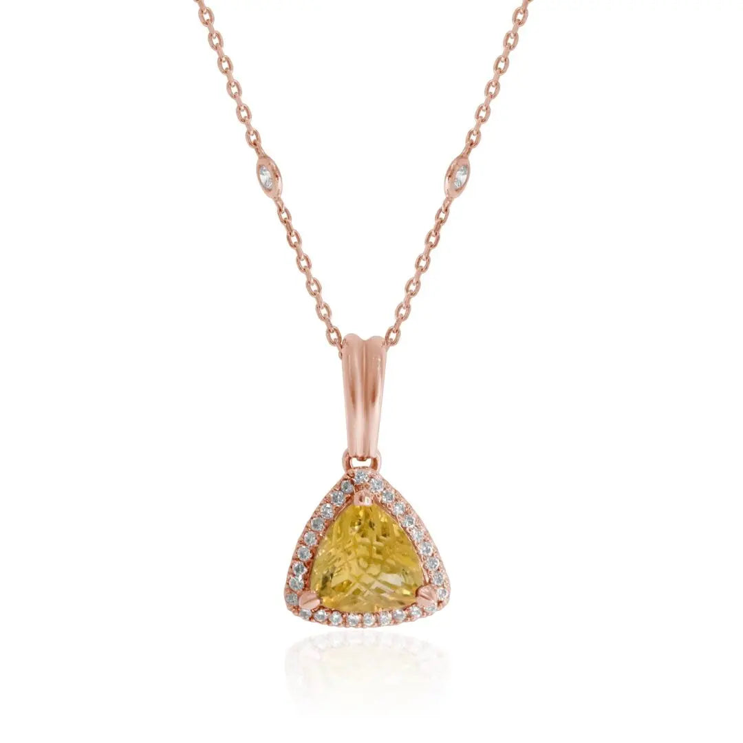 Rose Gold Fancy Cut Citine and Diamond Necklace - Danson Jewelers Rose Gold Necklaces 