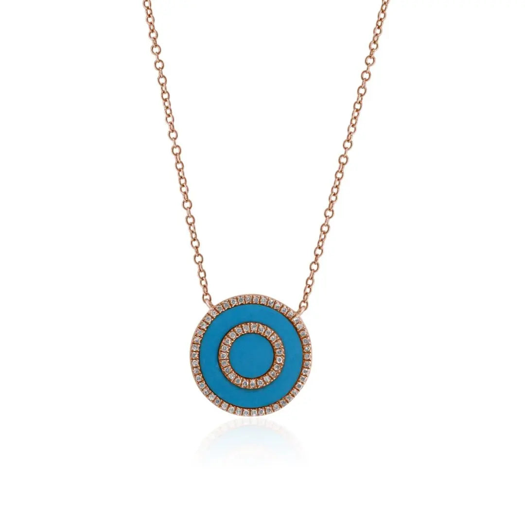 Rose Gold Turquoise And Diamond Pendant - Danson Jewelers Rose Gold Necklaces 