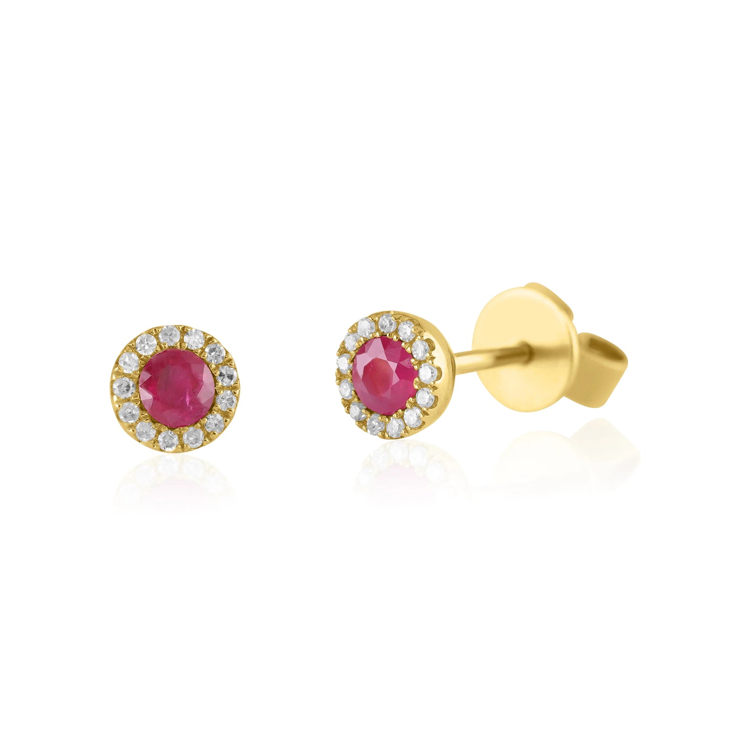 Yellow Gold Earrings Ruby And Diamond Stud Earrings dansonjewelers Danson Jewelers 