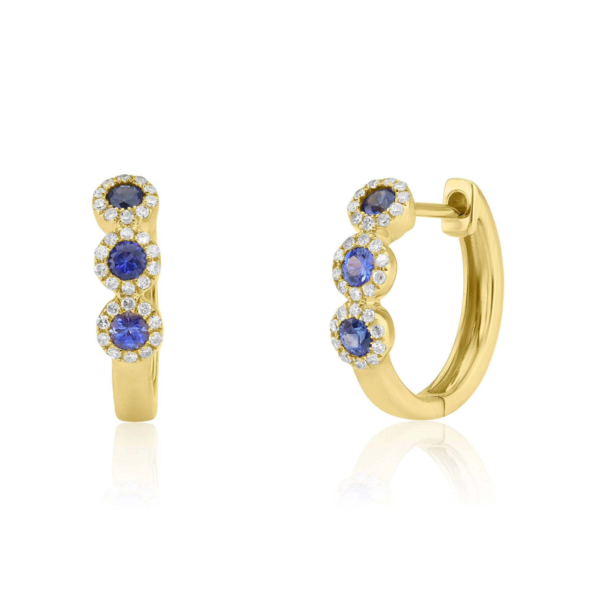 White Gold Earrings Sapphire & Diamond Halo Earrings dansonjewelers Danson Jewelers 