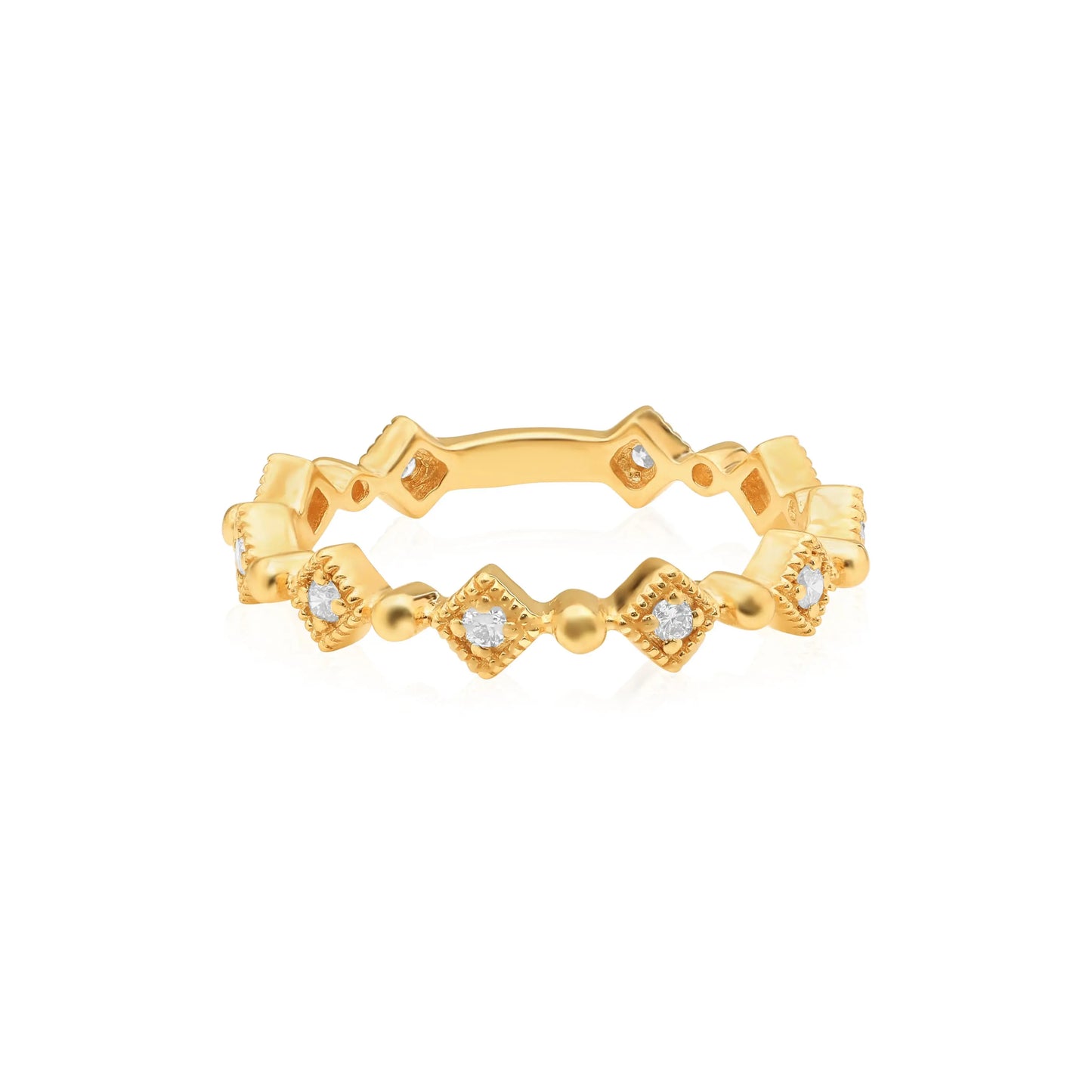 Rose Gold Ladies Rings Square Frame Stackable Diamond Band Danson Jewelers Danson Jewelers 