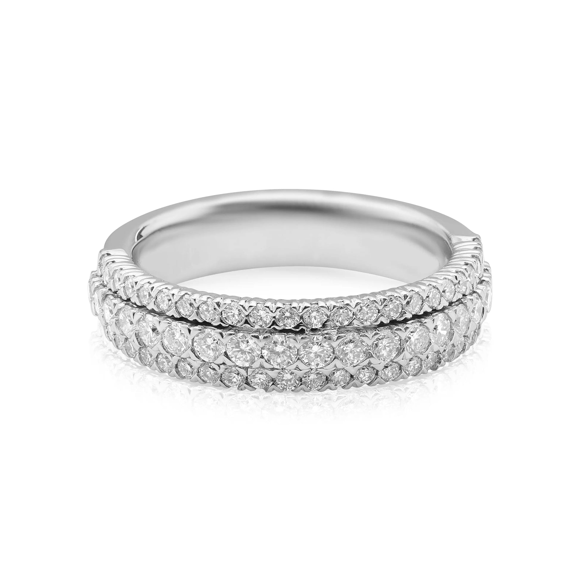 White Gold Ladies Rings Triple Row Diamond Ring dansonjewelers Danson Jewelers 