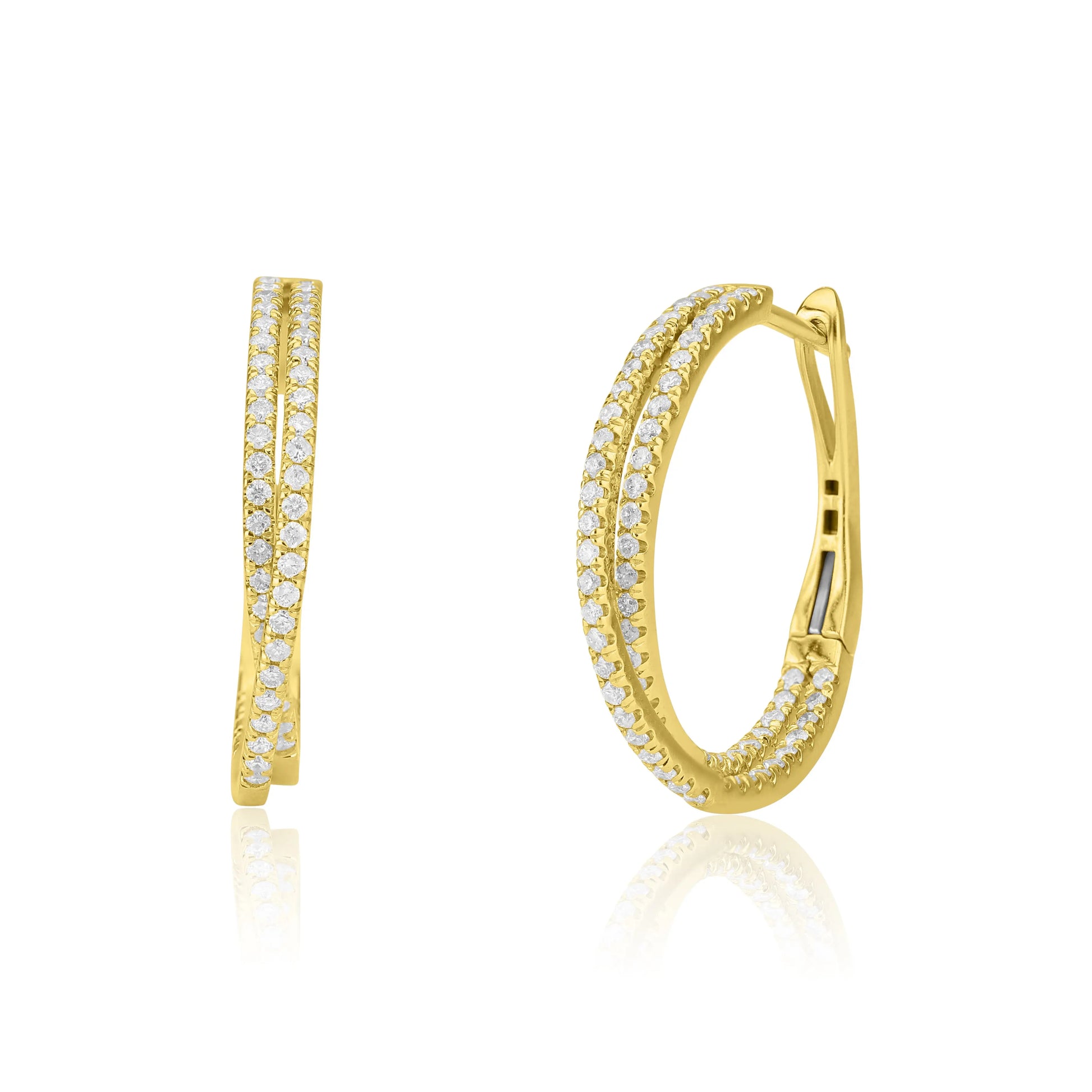 White Gold Earrings Twist Diamond Hoops Earrings dansonjewelers Danson Jewelers 