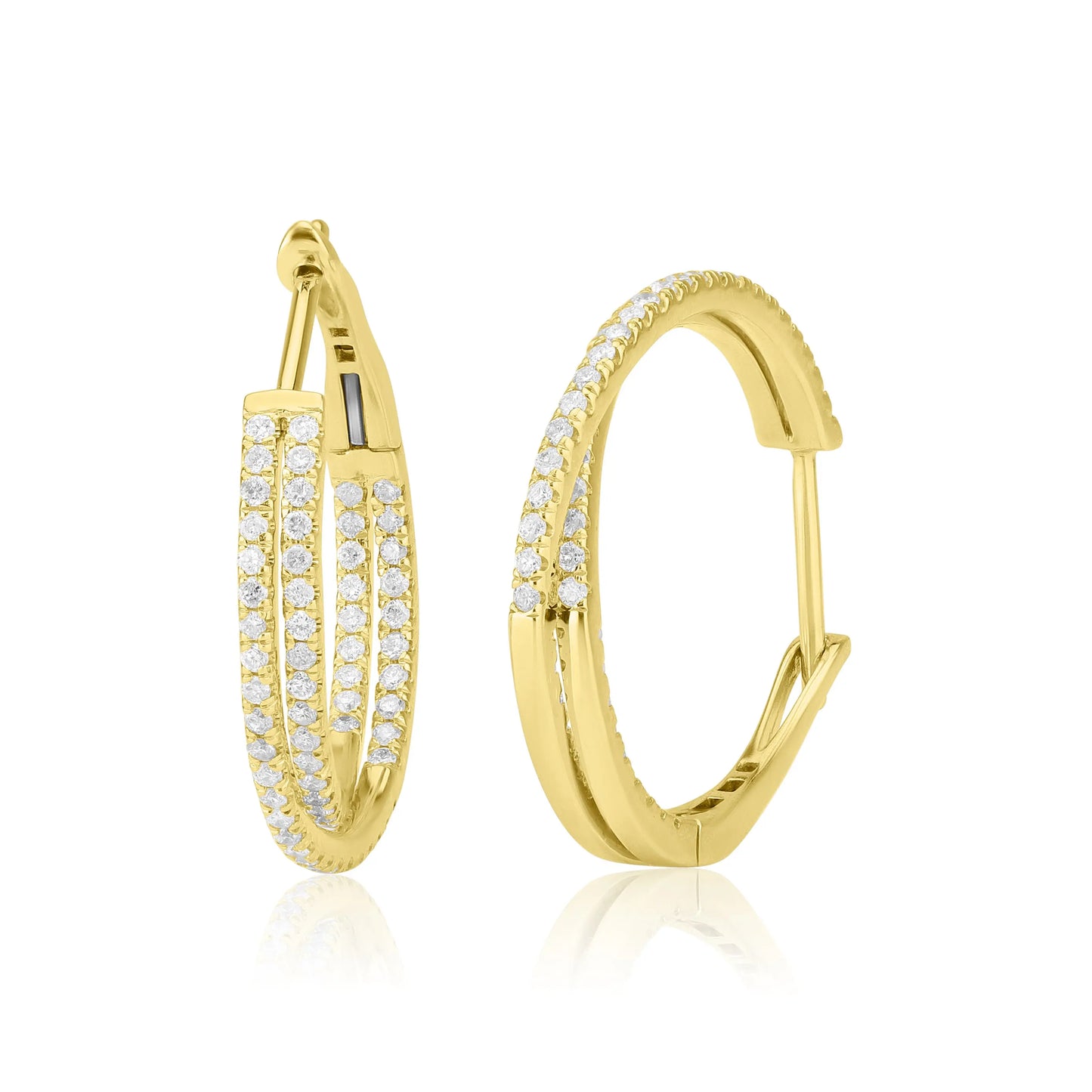 White Gold Earrings Twist Diamond Hoops Earrings dansonjewelers Danson Jewelers 