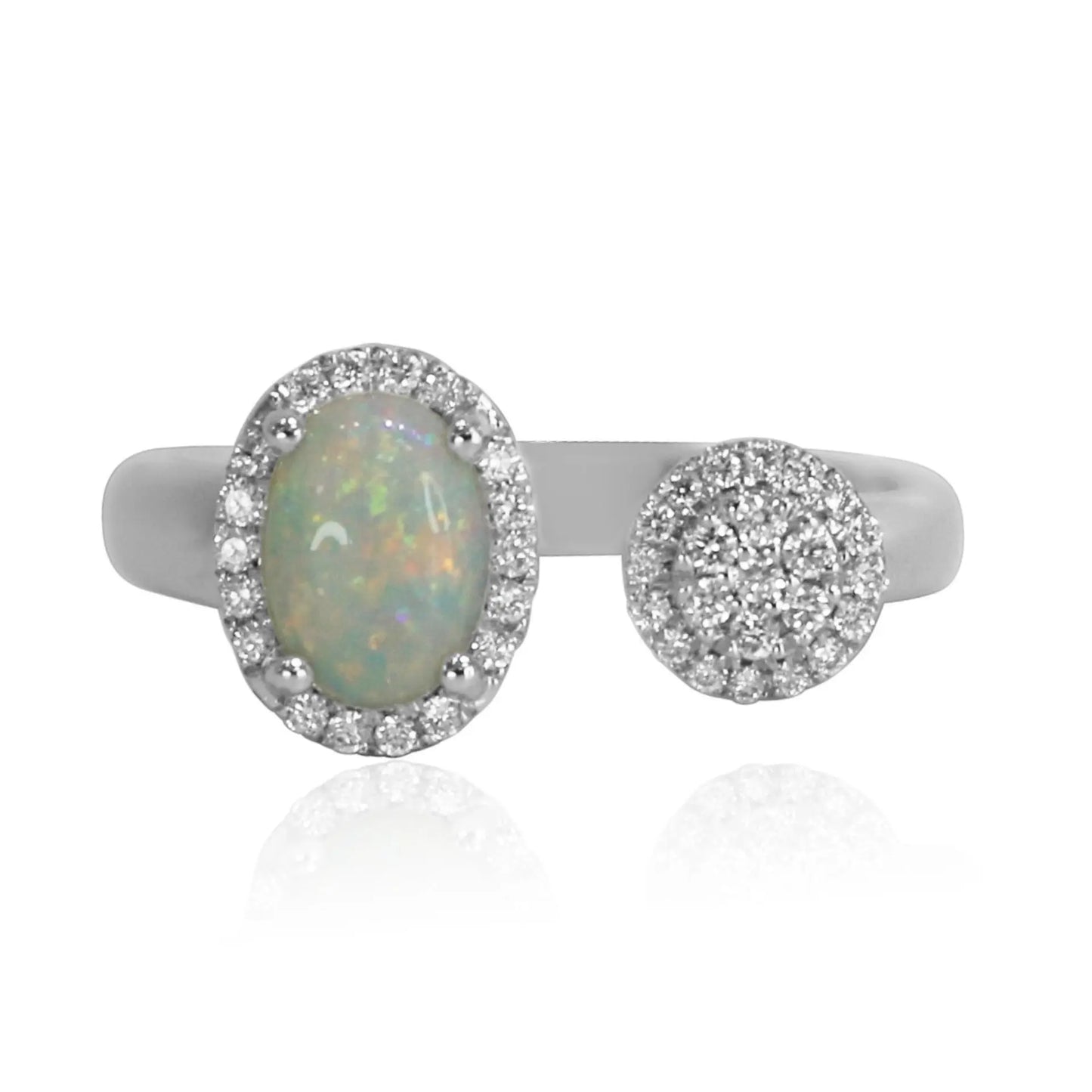 White Gold Diamond And Opal Ring dansonjewelers