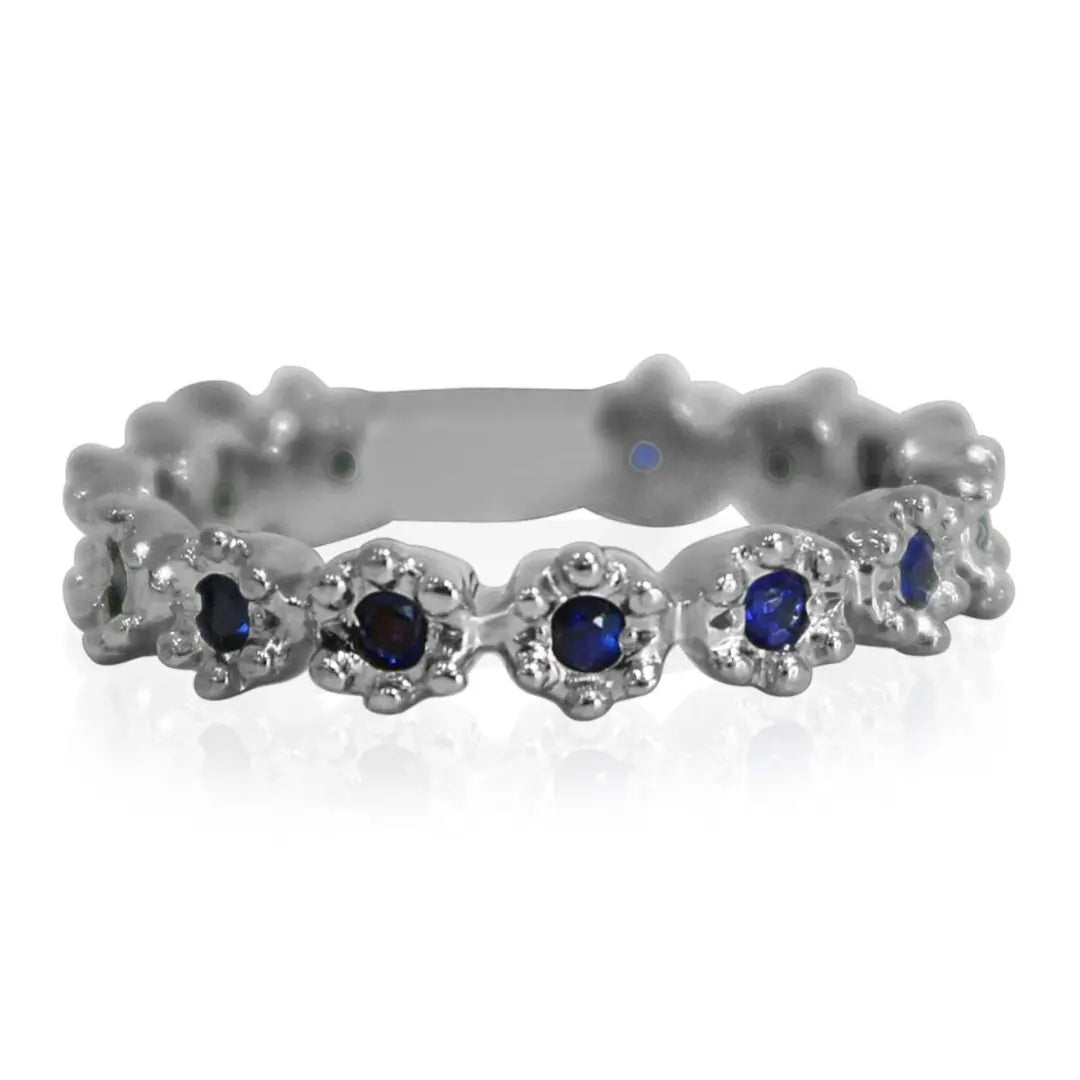 White Gold Diamond And Sapphire Band - Danson Jewelers Gemstone Rings 