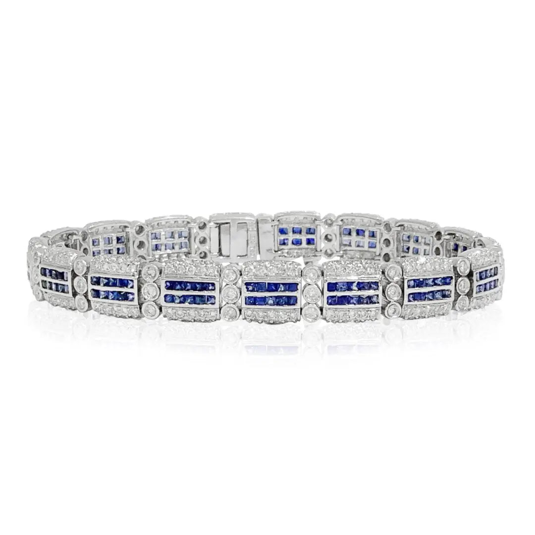 White Gold Diamond And Sapphire Bracelet dansonjewelers